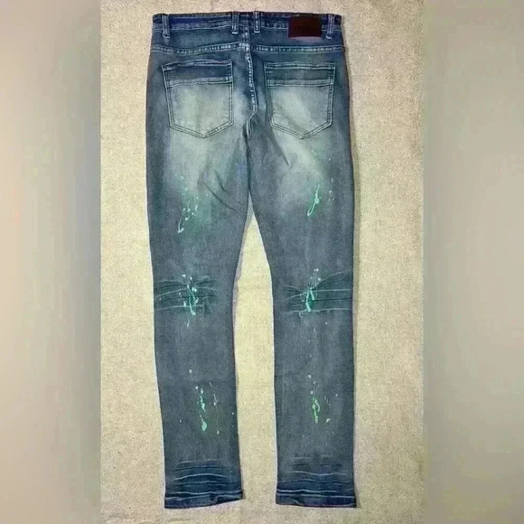 M. Society Mens Jeans Size 34x32 Skinny Fit Distressed Grunge Hip Hop B0060 - Picture 7 of 10